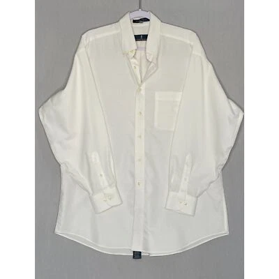 Lanesboro The Ultimate Shirt Mens Off White Cotton Long Sleeves Size 16 Medium - Image 1 of 4