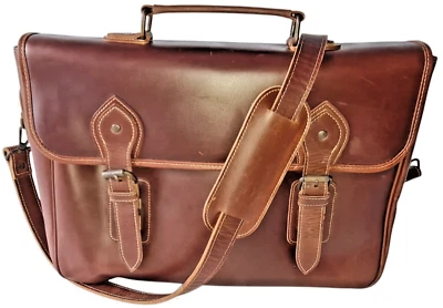 100 % Cow Grain Leather Hand Made , laptop briefcase bag,  business briefcase - Image 1 of 4