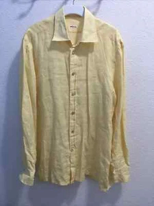 Kiton Men’s Long Sleeves Linen Shirt Canary Yellow Size XL MSRP $700 - Picture 1 of 7