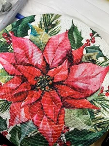 The Farmhouse Rachel Ashwell Set of 4 Round 15" Christmas Poinsettia Placemats - Picture 1 of 2