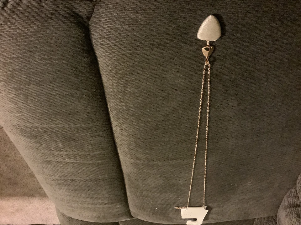 Trillion Shape Sprayed Cabochon Thread Wrapped Pendant Necklace Ivory - Image 1 of 1