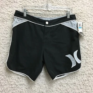 NEW VINTAGE Hurley Shorts 9 Womens Junior Black 7" Swim Boardshorts Surf Beach - Picture 1 of 11
