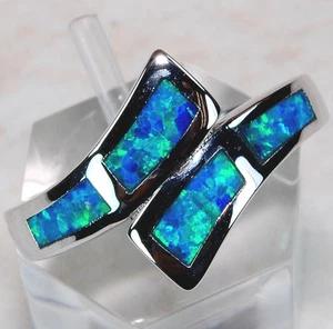 Australian Opal Inlay 925 Solid Sterling Silver Ring Jewelry Sz 7 BP6 - Picture 1 of 2