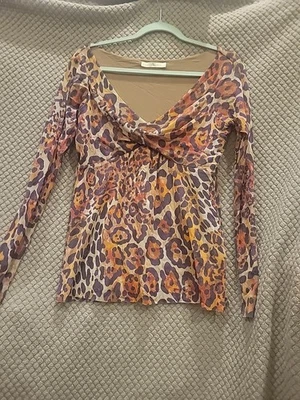 Weston Wear M Cuello en V Lux Marrón Estampado Boho Mangas Top Talla L  Foto 1 de 4