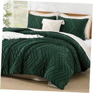King Size Comforter Set Dark Emerald Green, King (104"x90") 02 - Emerald Green - Picture 1 of 7