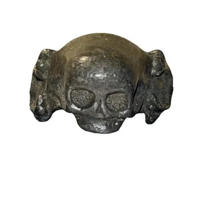 VINTAGE Bikers Motorcycle/Gothic METAL SKULL RING SIZE 12 1/4 Size 1960-70s - Picture 1 of 6