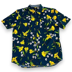 Vans Mens XL Hawaiian Shirt  Floral Thompson Blue Classic Fit 100% Cotton - Picture 1 of 9