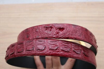 W 1.3 inch- Burgundy Genuine CROC LEATHER Skin Men's Belt - Image 1 of 4