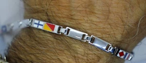 Bracelet Silver Straps Plates Glazed Tiles Nautical CM 18.50-21.50 Exploit - Picture 1 of 4