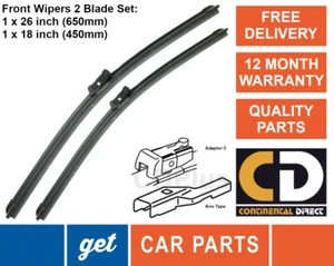 SEAT Ateca 2016 - 2022 Front Wiper Blades (26" + 18") Exact Fit CDPlus - Picture 1 of 3