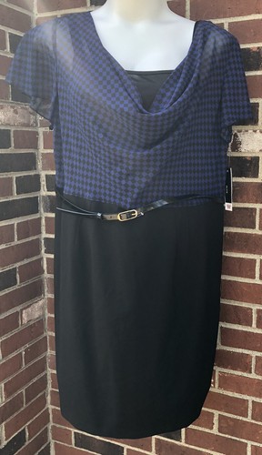 Abito top donna alyx 20 W cintura trasparente sovrapposto nero blu nuovo con etichette