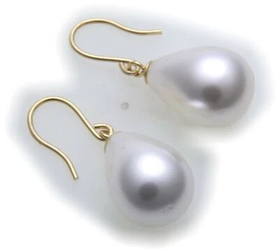 Orecchini Pendente Perle De Coeur Coquille Bianco Argento 925 Sterling Nuovo - Immagine 1 di 4