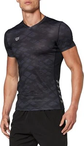 Arena Men's Mesh Running Shirt V Neck Sport T-Shirt, Trace Black, S - Picture 1 of 6