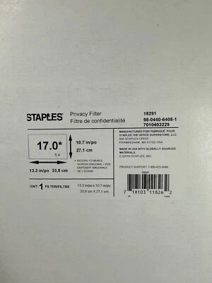 Staples 18291 Privacy Filter for Laptop, 17" Standard (5:4) - Image 1 of 3