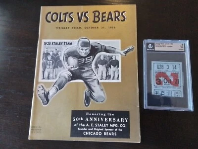 21/10/1956 COLTS JOHNNY UNITAS 1ª Carrera TD Talón de Boleto + Pgm ~ Beckett ex-como nuevo 6 Foto 1 de 4