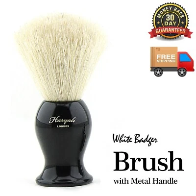 HARYALI LONDON Herren Pure Badger Rasierpinsel für Friseurbart beste Rasur in schwarzem Messinggriff