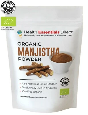 HEALTH ESSENTIALS DIRECT Organic Manjistha Powder (Detox, Ayurvedic Blood Purifier) Choose Size: