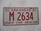 Arkansas  2001  Used Car Dealer  license plate  #  M 2634