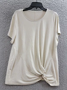 IDEOLOGY Twist Front Top Womens XXL Ivory Round Neck Pullover Style Short Sleeve - Picture 1 of 13