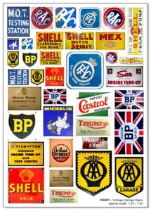 Becc Vintage Garage Signs Vinyl Decals for modelling Great For Dioramas - Picture 1 of 1