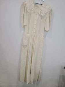 Abito vintage Jonathan Martin 2 bianco lino e cotone cottagecore boho med, grande - Foto 1 di 24