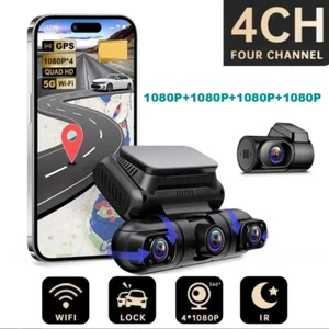 4 cameras 1080P Car DVR Dash Cam Wifi GPS 360 Degree Panoramic View Night Vision - Picture 1 of 12
