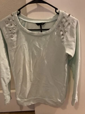 Nollie Womens Sweatshirt Size S Light Green Cool Spikes Rock N Roll Gothic - Image 1 of 4