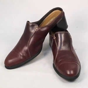 Cherokee Brandy Leather Brown Slides Heeled Oxfords Chelsea Bootie Boho Size 7.5 - Picture 1 of 6