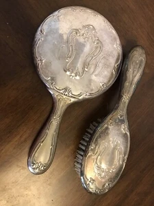 Vintage Gorham Chantilly Vanity Set Mirror and Brush - Silver Plated - Picture 1 of 4