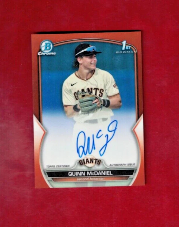 2023 Bowman Chrome DRAFT Quinn McDaniel AUTOGRAPH AUTO ORANGE REFRACTOR 1ST /25