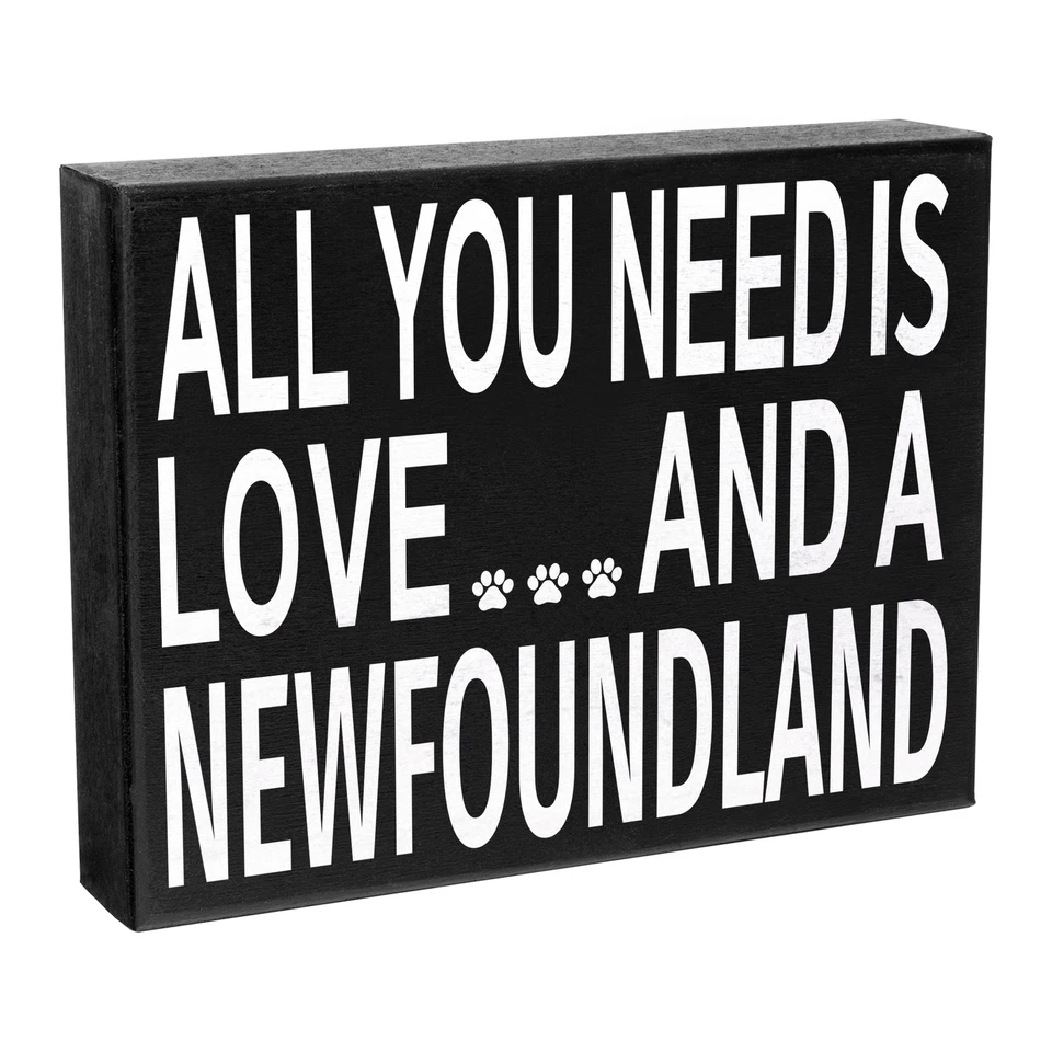Подарки Ньюфаундленда, все, что вам нужно, это любовь и деревянный знак Ньюфаундленда, Newfies - Изображение 1 из 4