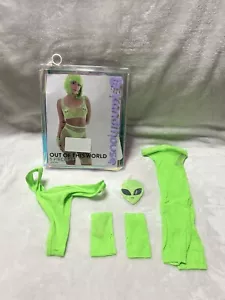 Damen Neon Grün Mesh Alien Rave Dance 4 Set One Size - Bild 1 von 8