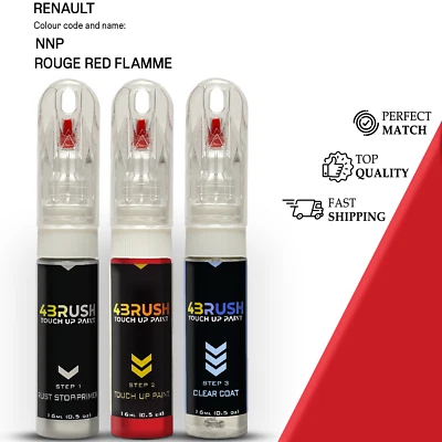 4BRUSH for RENAULT NNP ROUGE RED FLAMME Touch Up Paint Scratch Repair Remove Kit Set