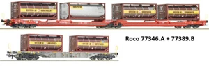 ROCO 74346.A+77389.B vagón contenedor Bertschi a petición ejes Märklin gratis - Imagen 1 de 5