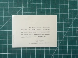 vp364 Faire part fiançailles Marguerite et Jean Bianchi Saint Herblon - Imagen 1 de 1
