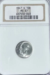 1947-s Roosevelt Dime NGC MS-67 - Picture 1 of 2