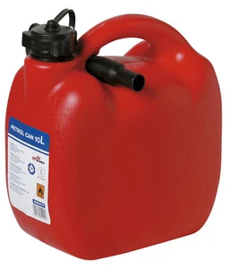 Contenedor y embudo Jerry de plástico rojo de alta resistencia para latas de gasolina y agua - Imagen 1 de 3
