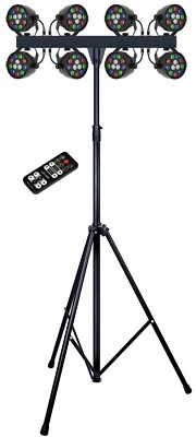 Complete Professional 8-Par Stage LED Lights DJ Band DMX System & Stand MU-L42AA - Image 1 of 4