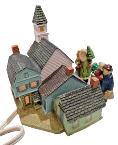 Christmas Avon Collection Town Square w People Light-Up Village 1989 - Imagen 1 de 12