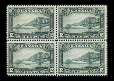 CANADA #156; 12¢ QUEBEC BRIDGE, F/VF-OG-NH, BLOCK OF 4, CV $340 - Image 1 of 2
