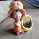 Vintage Poppet Trixie Girl Ceramic Figurine w/ Dried Flower Basket UCTCI Style