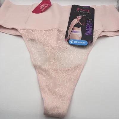Maidenform Womens No Pinch 2XL Tame Your Tummy Shaping Lace Thong DM0049 PinkNWT - Image 1 of 4