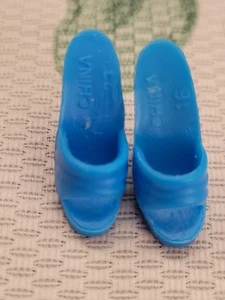 Barbie Punta Abierta Azul Claro Mules Tacones Altos Zapatos Sin Cordones - Imagen 1 de 3