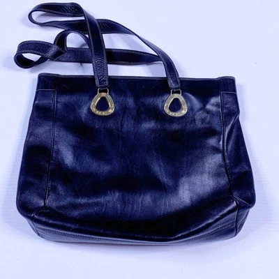 Bolso de Hombro de Cuero Lancel Cartera Negro París 12"x12" Dorado Herrajes Cremallera De Colección Foto 1 de 4