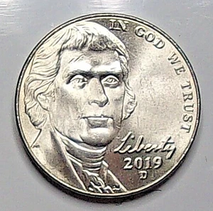 2019 D Jefferson Nickel Stempelglanz Münze aus Original Bankrolle - Bild 1 von 3