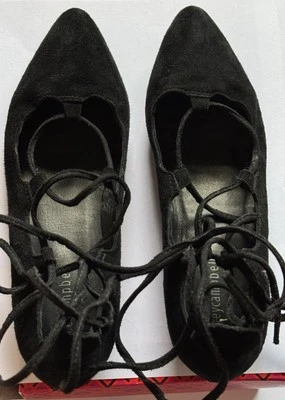 Jeffery Campbell Black Lace Up Suede Atsuko Flats Size 8 Ballet - Image 1 of 4