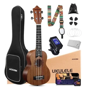 Ukelele soprano AODSK para principiante ukelele de 21 pulgadas con correa de bolsa de concierto tira de nailon - Imagen 1 de 6