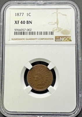 1877 INDIAN HEAD CENT NGC XF40 BN 11XEBB25 - Image 1 of 4