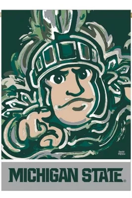"Artista de bandera del jardín estatal de Michigan Justin Patten 12x18"" de gamuza Evergreen NCAA" Foto 1 de 4