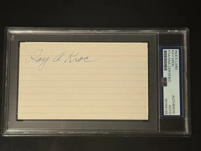 Ray Kroc Signed Index Card 3x5 PSA/DNA COA Slabbed McDonalds Owner SD Padres - Image 1 of 3